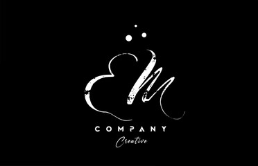 vintage EM alphabet letter logo icon combination design with dots. Creative hand written template for company