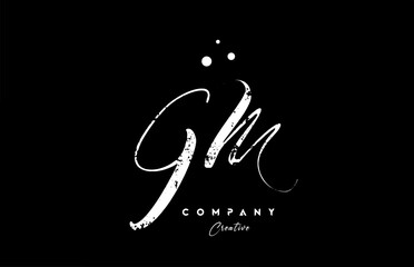 vintage GM alphabet letter logo icon combination design with dots. Creative hand written template for company