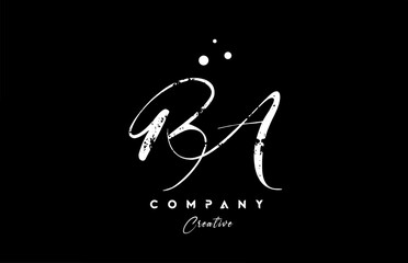 vintage BA alphabet letter logo icon combination design with dots. Creative hand written template for company