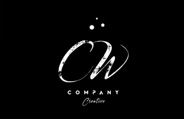 vintage CW alphabet letter logo icon combination design with dots. Creative hand written template for company