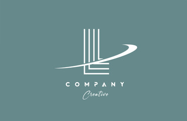 pastel color L alphabet letter logo icon design with swoosh. Green creative template for company and business