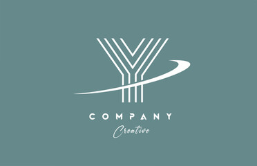 pastel color Y alphabet letter logo icon design with swoosh. Green creative template for company and business