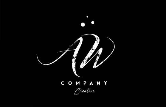 vintage AW alphabet letter logo icon combination design with dots. Creative hand written template for company