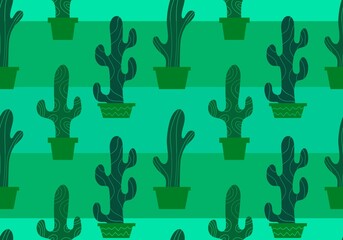 Summer floral seamless cartoon cactus pattern for wrapping paper and fabrics and linens and vacation accessories