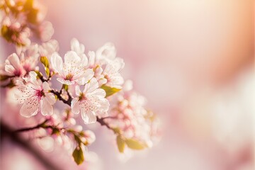 Fototapeta premium Blooming apple chery tree branch bokeh background