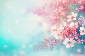 Blooming apple chery tree branch bokeh background