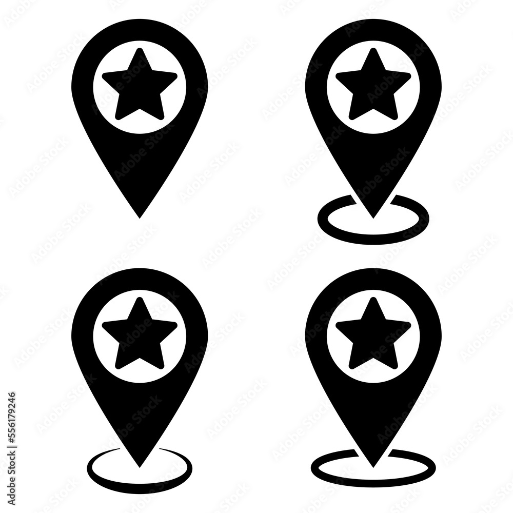 Aufkleber favorite place map pointer icon. maps pin with star icon. map pointer with star icon.