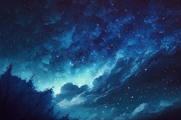 Naklejka na ściany i meble sky with stars and a gradation of blue. Generative AI