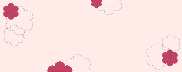 Banner with geometric flowers. Trendy Color Viva Magenta. Vector template for storys, cover.