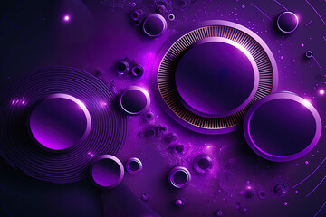 Purple technology background with a geometric design and circles. Generative AI