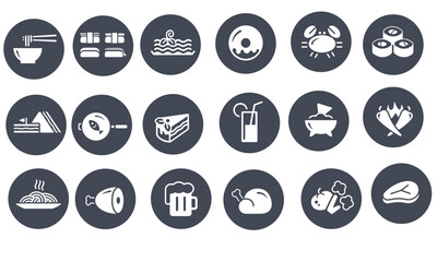  food and drinks,kitchen,Seafood web design icons vector design pack