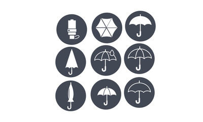 umbrella icons,rainy icons,winter icons vector design set,rainy icons,meteorology,rain,wind icons simple