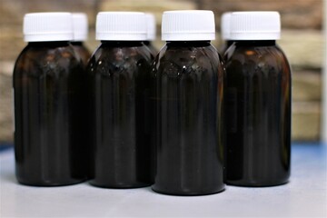 bottle with syrup for children from temperature