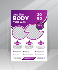 Gym Body Fitness flyer and poster design template