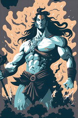 Lord shiva illustration, warrior hindu god, illustration of Shiva, vector art 