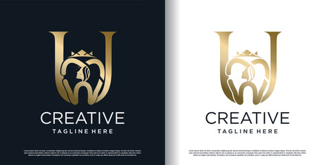 dental beauty logo icon with letter u concept premium vector - obrazy, fototapety, plakaty