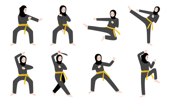 pencak silat vector illustration with different pose
