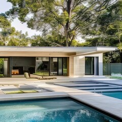 Fototapeta premium Contemporary house exterior - generative ai