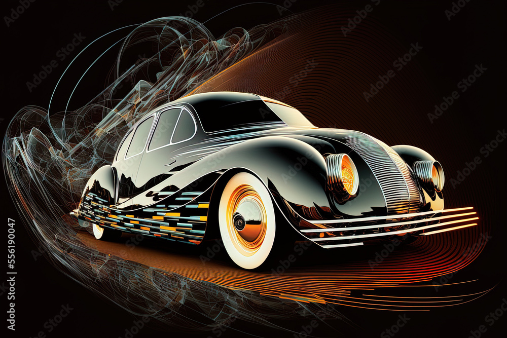 Aufkleber illustration of a basic concept automobile in a studio setting. generative ai
