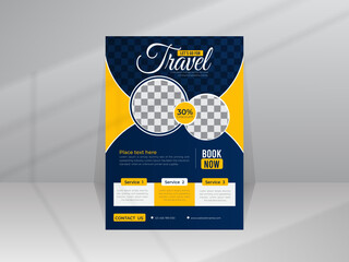 Travel and tour sale flyer template with photo for agency