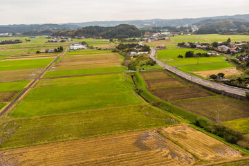 早春の田畑　Fields in early spring Japanese countryside 
