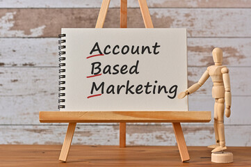 There is notebook with the word Account Based Marketing. It is an eye-catching image.