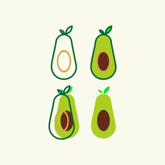 avocado fruit logo illustration design