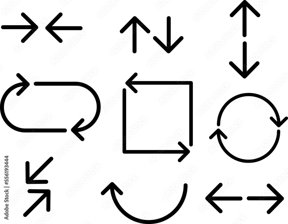 Poster thin line vector arrows icon set. outline redo and undo symbols collection for website design.eps