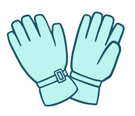 Obraz premium 手袋の表裏、スキー、スノーボード用のグローブ、青色