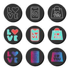 Love universal icon set. Ui ux element sign.