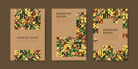 Colorful geometric shape flat design mosaic covers collection