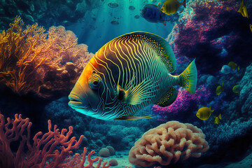 Fototapeta na wymiar snorkeling in the Red Sea of Egypt revealed underwater life. Generative AI