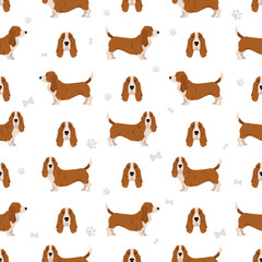 Basset Hound dog seamless pattern