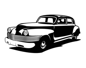 1970's classic car isolated side view white background. best for logos, badges, emblems, icons, available in eps 10.	

