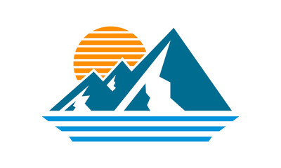 blue mountain landscape logo illustration