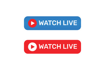 Watch live button with flat design.