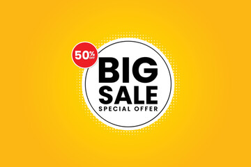 Big sale promo stickers and badges with 50 percent discount design