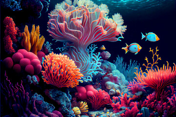 AI Generated coral reef and coral