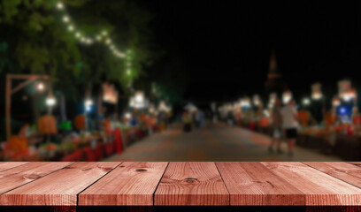 perspective wooden board over night market