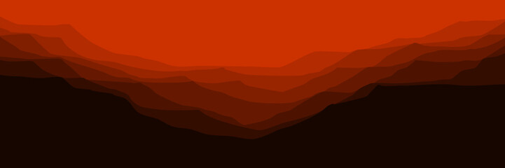 Fototapeta premium sunrise landscape mountain scenery vector illustration for pattern background, wallpaper, background template, and backdrop design
