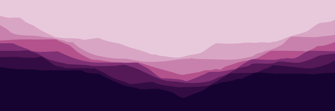 sunrise landscape mountain scenery vector illustration for pattern background, wallpaper, background template, and backdrop design