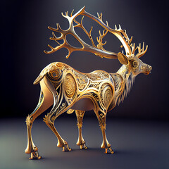 Christmas Reindeer ornated in gold