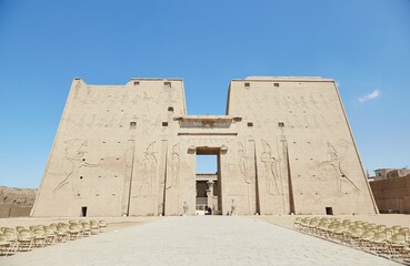Fototapeta na wymiar Edfu, the Temple of Horus, Widely Considered Egypt's Best-Preserved Temple