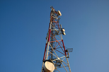 Communication Tower on blue sky background