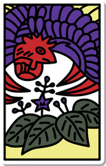 ステッカー風シンプル花札　師走　桐　鳳凰　12月　桐に鳳凰