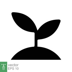 Seedling icon. Simple flat style. Seed, sapling, plant sprout, small tree growth, leaf, eco concept. Solid, glyph symbol. Vector illustration design isolated on white background. EPS 10.