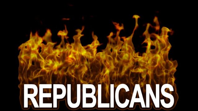 Republicans Text on Fire 4K with embedded alpha channel.