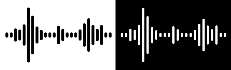 The icon of a digital, sound diagram or wave (track). Image of a spectrogram (sonogram). A symbol of sound, speech (voice) or music. 