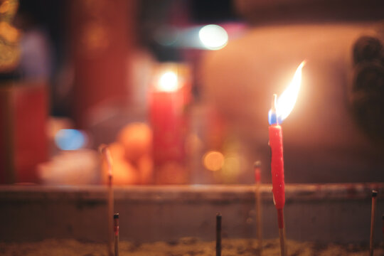 burning candles in the templer