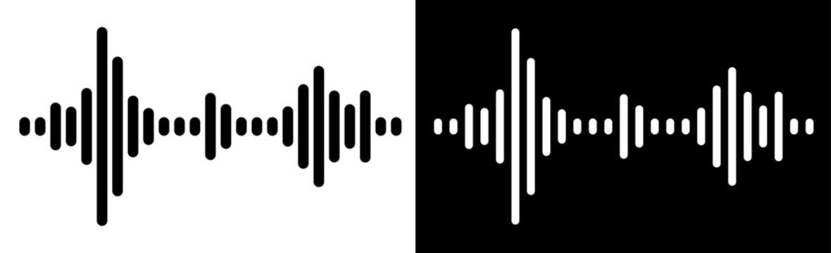 The icon of a digital, sound diagram or wave (track). Image of a spectrogram (sonogram). A symbol of sound, speech (voice) or music. 